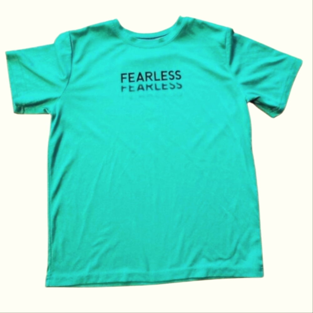Xersion Kids 10-12 Green Quick Dri Short Sleeve FEARLESS Athletic Shirt